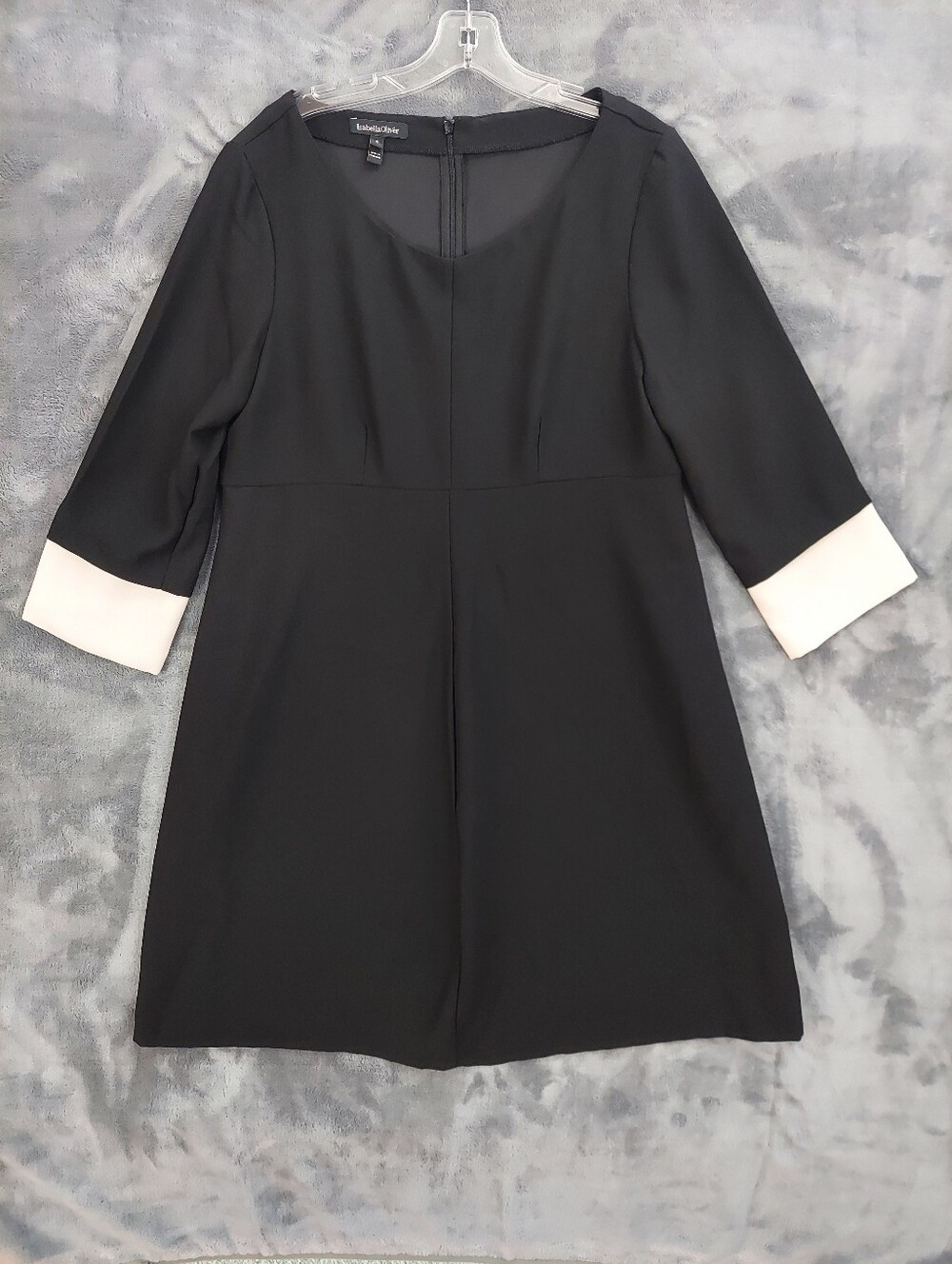 Isabella Oliver Black Long Sleeve Dress, 3/4 Sleeve w/White Cuffs. London Design